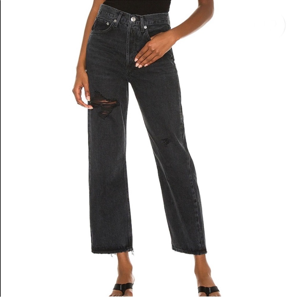 Agolde | 90’s High Rise Crop Jeans in Shutter Black 27